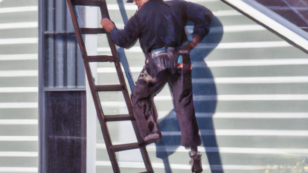 Man climbing ladder on Horseheads, New York home to replace roof