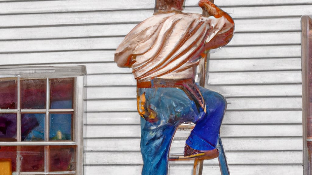 Man climbing ladder on Hudson, Florida home to replace roof