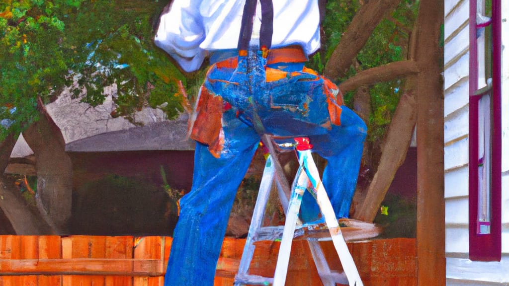 Man climbing ladder on Hurst, Texas home to replace roof