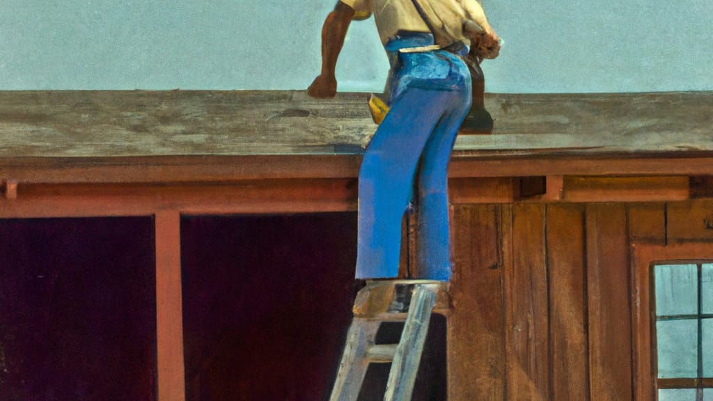 Man climbing ladder on Imperial, California home to replace roof