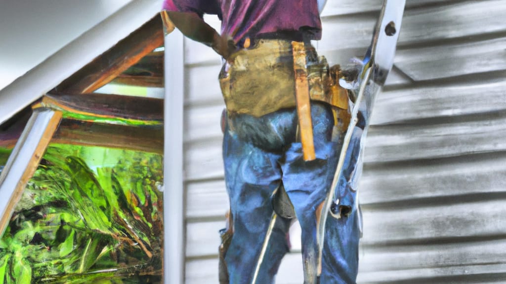 Man climbing ladder on Jennings, Louisiana home to replace roof