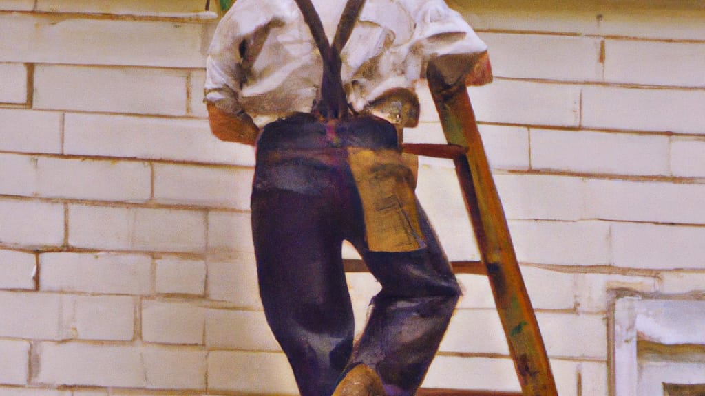 Man climbing ladder on Jerome, Idaho home to replace roof