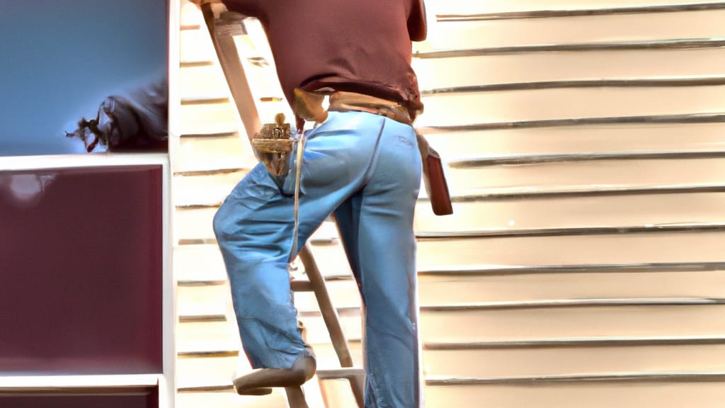 Man climbing ladder on Johnson City, Tennessee home to replace roof