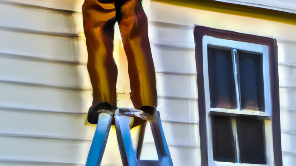 Man climbing ladder on Keene, Texas home to replace roof