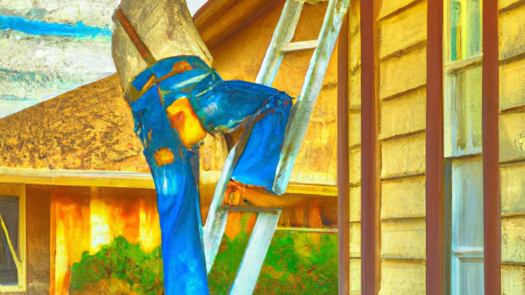 Man climbing ladder on Kennedale, Texas home to replace roof