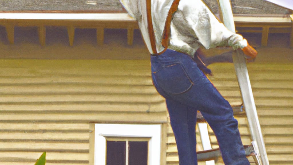 Man climbing ladder on Kenner, Louisiana home to replace roof