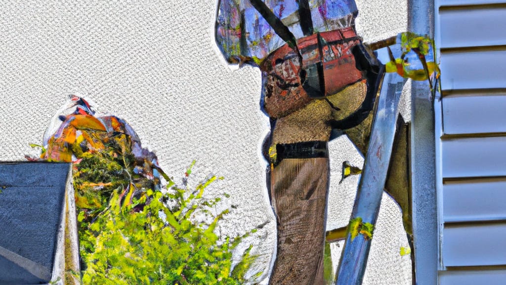Man climbing ladder on Kernersville, North Carolina home to replace roof
