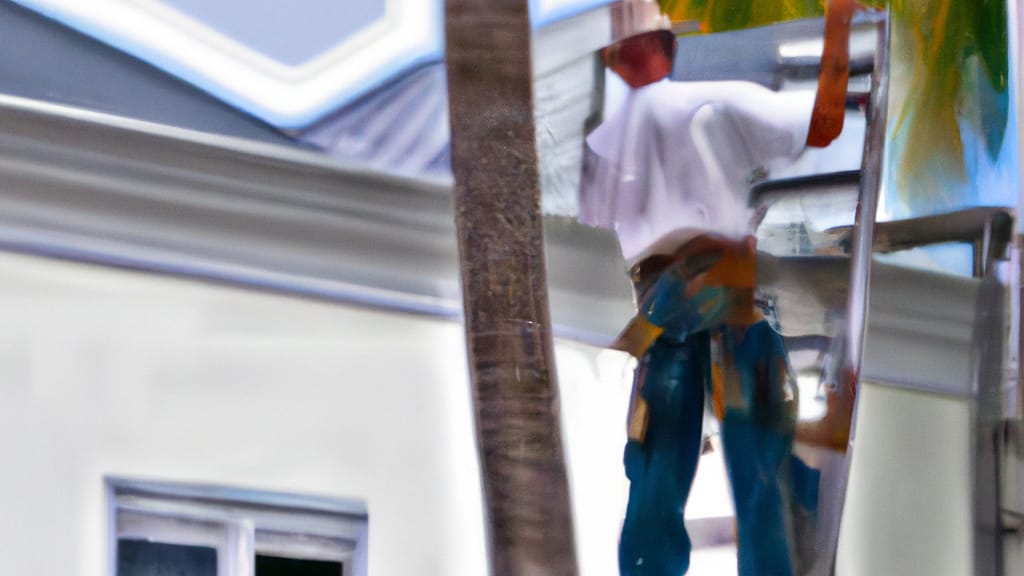 Man climbing ladder on Key West, Florida home to replace roof