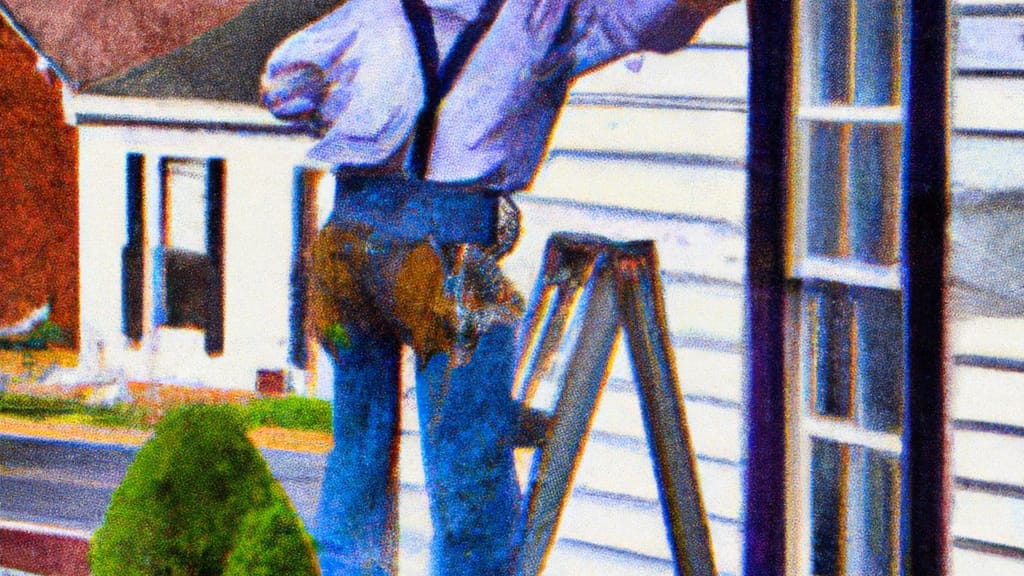 Man climbing ladder on Keyport, New Jersey home to replace roof