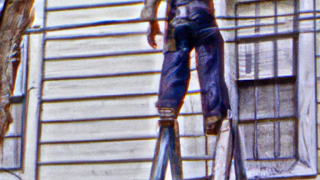 Man climbing ladder on Kilgore, Texas home to replace roof