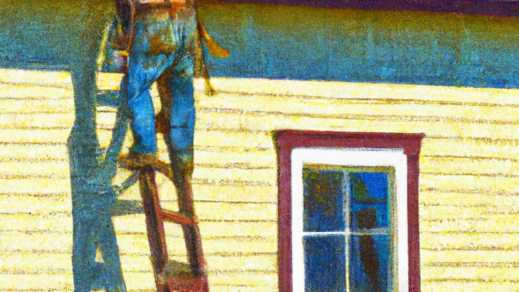 Man climbing ladder on King City, California home to replace roof