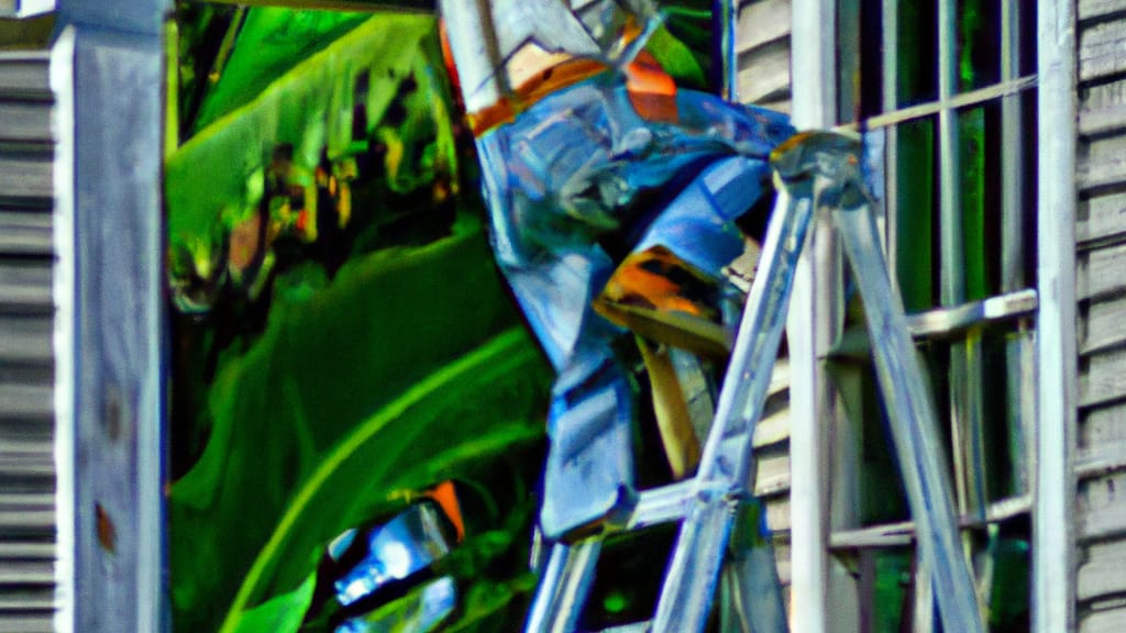 Man climbing ladder on Kingsland, Georgia home to replace roof