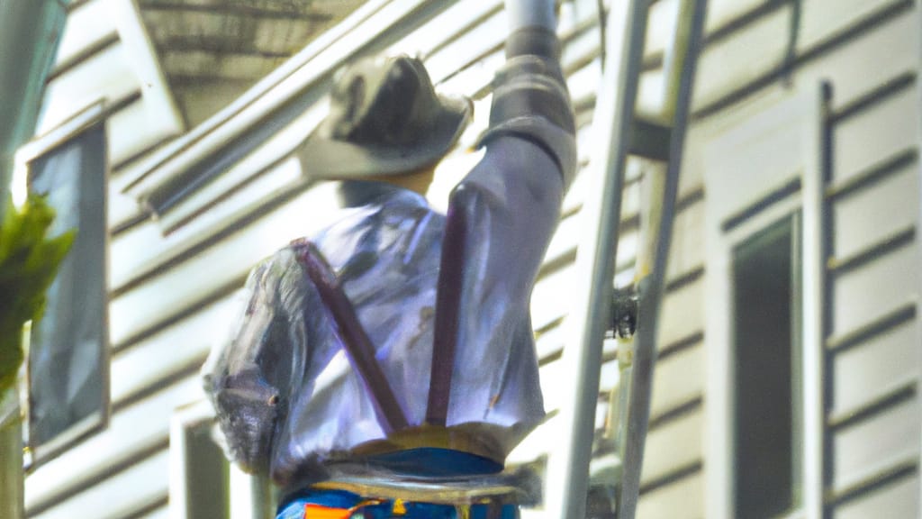 Man climbing ladder on Kittery, Maine home to replace roof