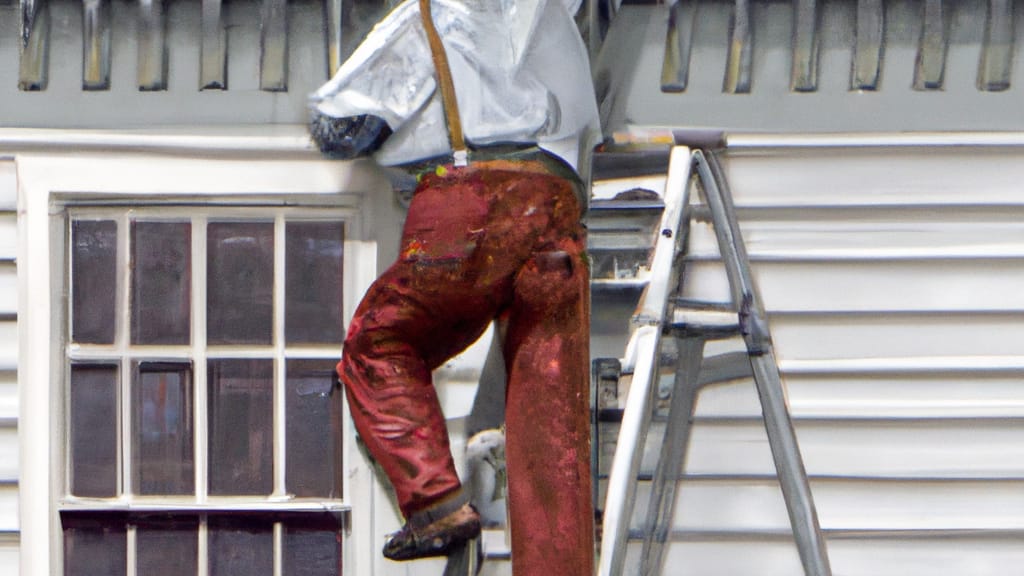 Man climbing ladder on Knoxville, Iowa home to replace roof