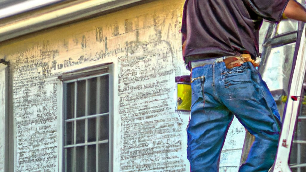 Man climbing ladder on La Feria, Texas home to replace roof