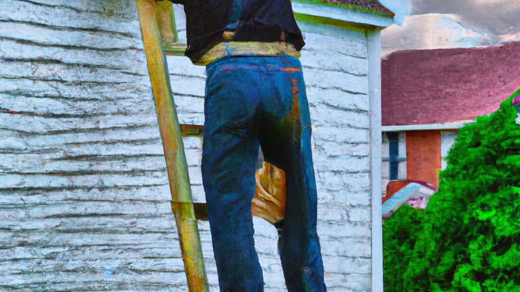 Man climbing ladder on La Plata, Maryland home to replace roof