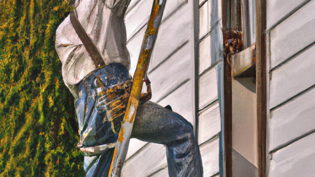 Man climbing ladder on La Porte, Indiana home to replace roof