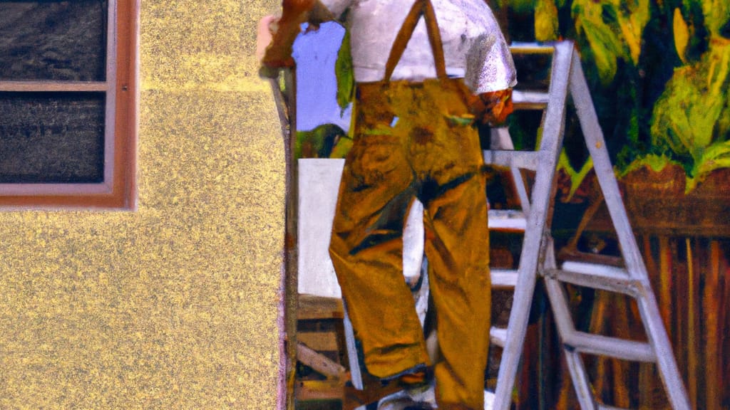 Man climbing ladder on La Puente, California home to replace roof