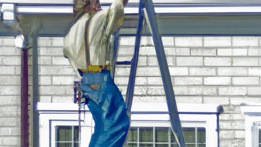 Man climbing ladder on La Salle, Illinois home to replace roof