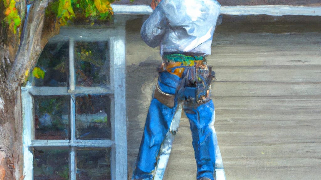 Man climbing ladder on Lafayette, California home to replace roof
