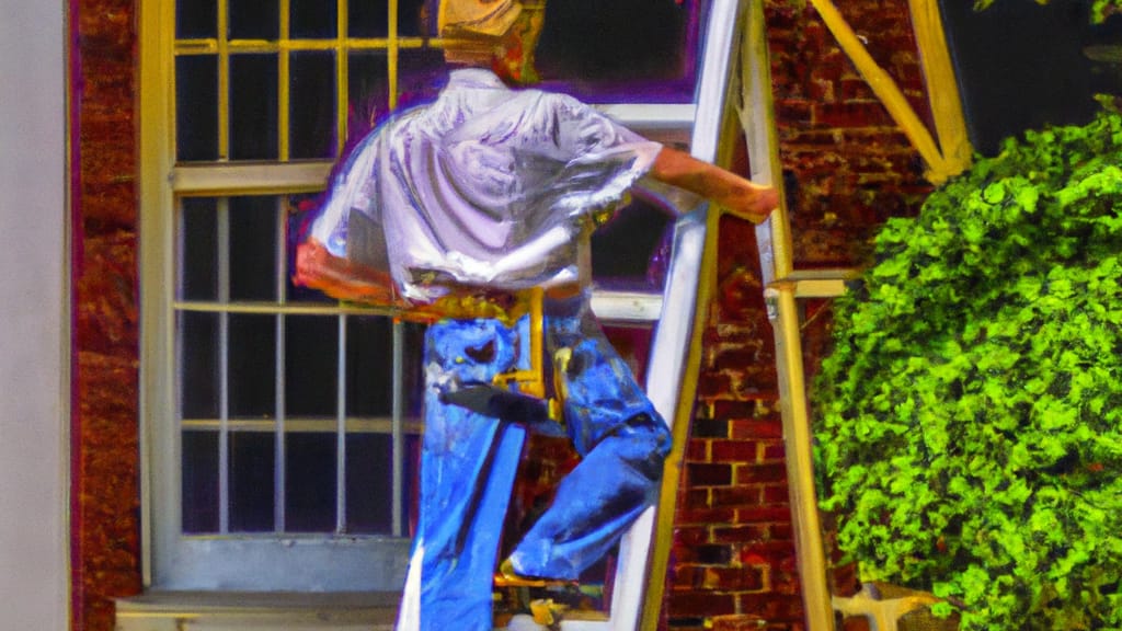 Man climbing ladder on Lagrange, Georgia home to replace roof