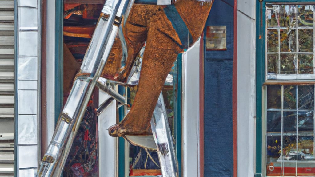 Man climbing ladder on Lagrange, Ohio home to replace roof
