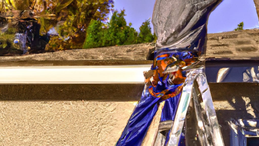 Man climbing ladder on Laguna Beach, California home to replace roof