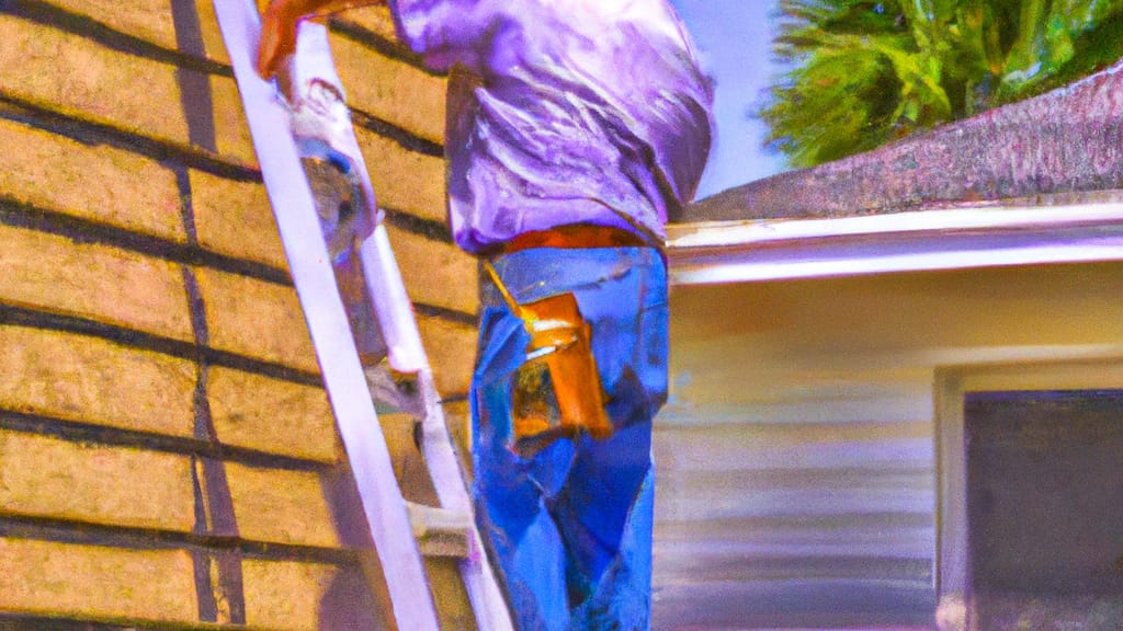 Man climbing ladder on Lakeland, Florida home to replace roof