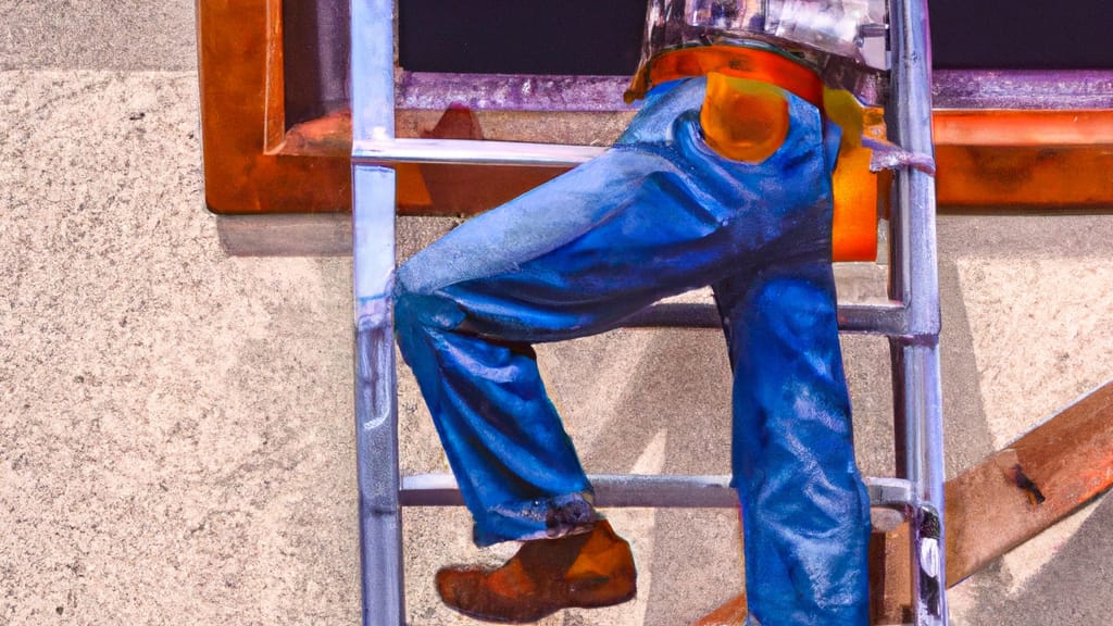 Man climbing ladder on Larkspur, California home to replace roof