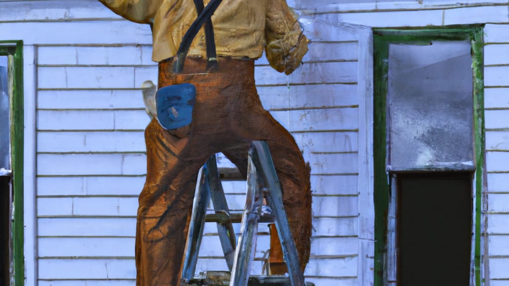 Man climbing ladder on Le Mars, Iowa home to replace roof