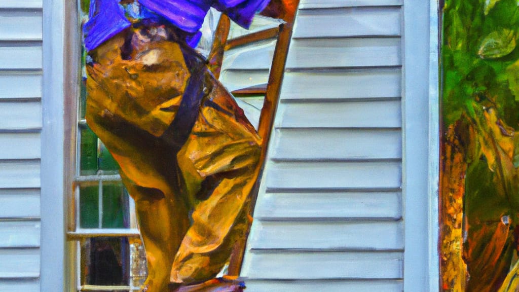 Man climbing ladder on Lecanto, Florida home to replace roof