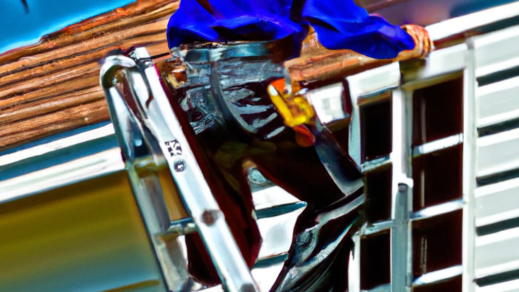 Man climbing ladder on Leesburg, Florida home to replace roof