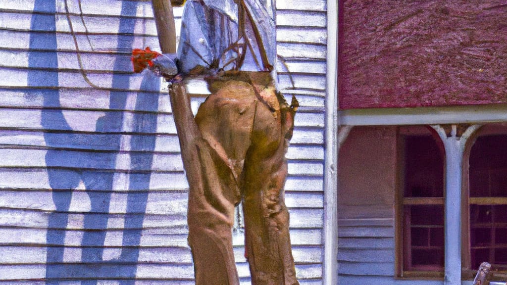 Man climbing ladder on Leitchfield, Kentucky home to replace roof