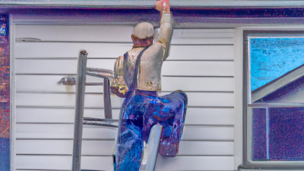 Man climbing ladder on Lewiston, Idaho home to replace roof