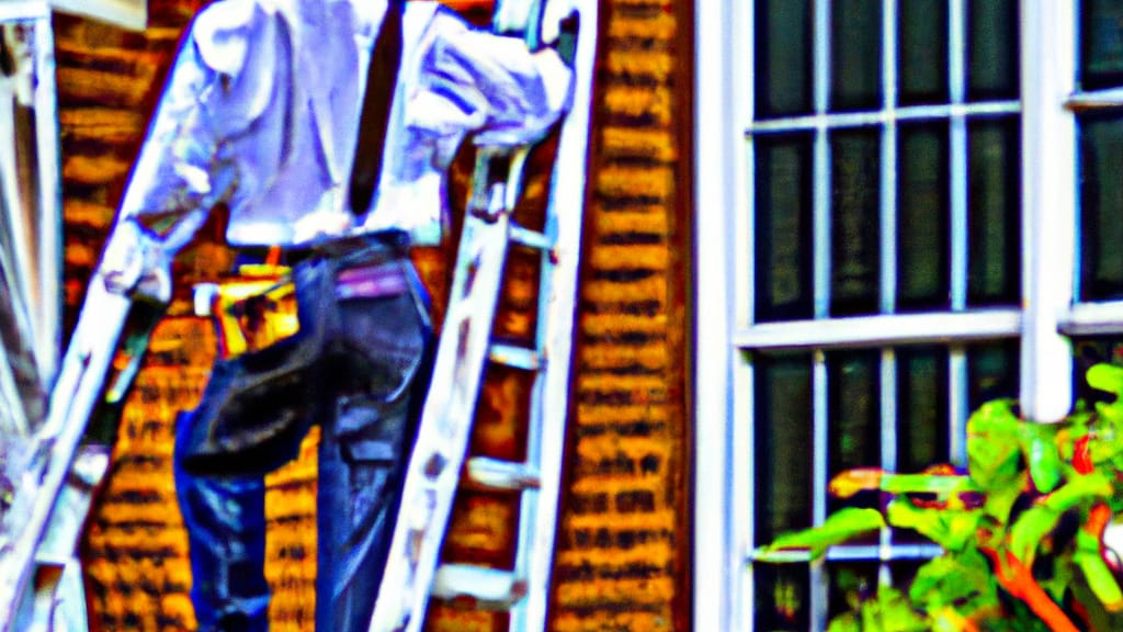 Man climbing ladder on Lilburn, Georgia home to replace roof