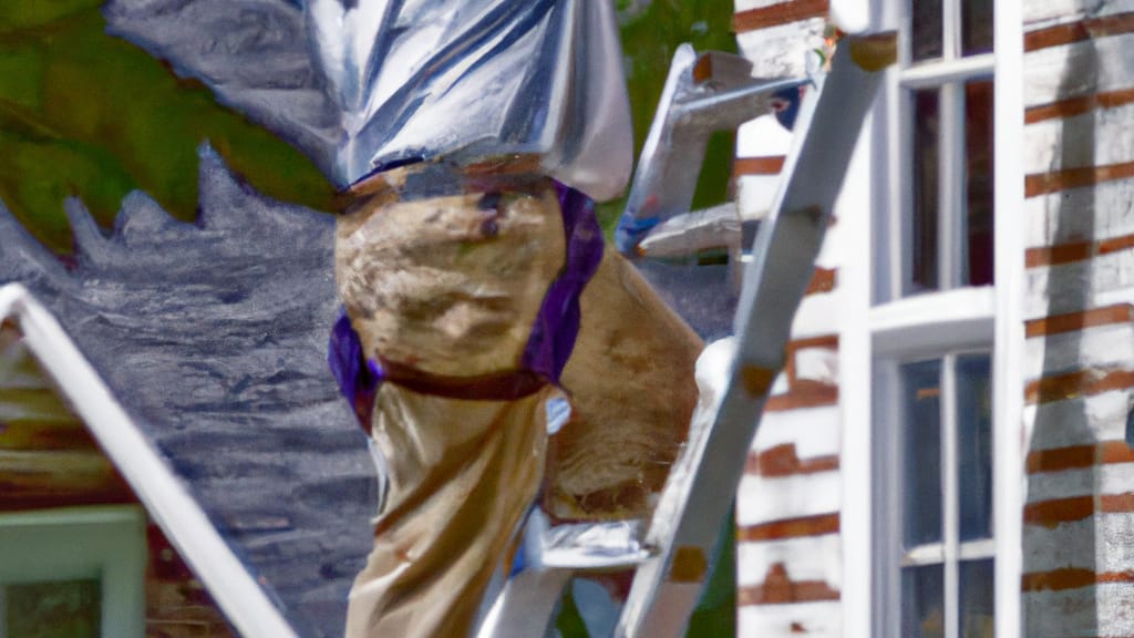 Man climbing ladder on Lima, Ohio home to replace roof