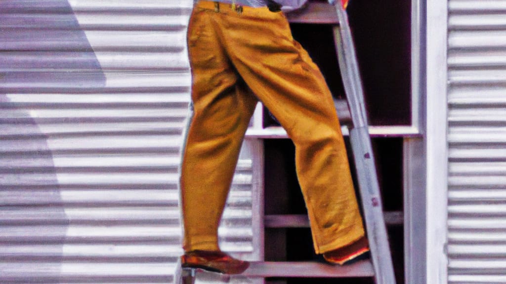 Man climbing ladder on Lisbon, Maine home to replace roof