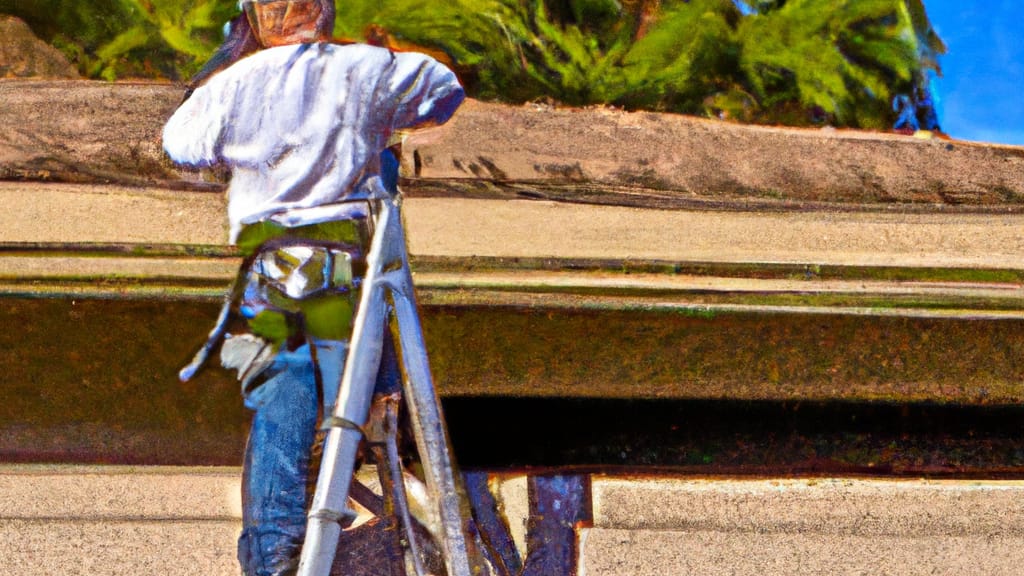 Man climbing ladder on Litchfield Park, Arizona home to replace roof