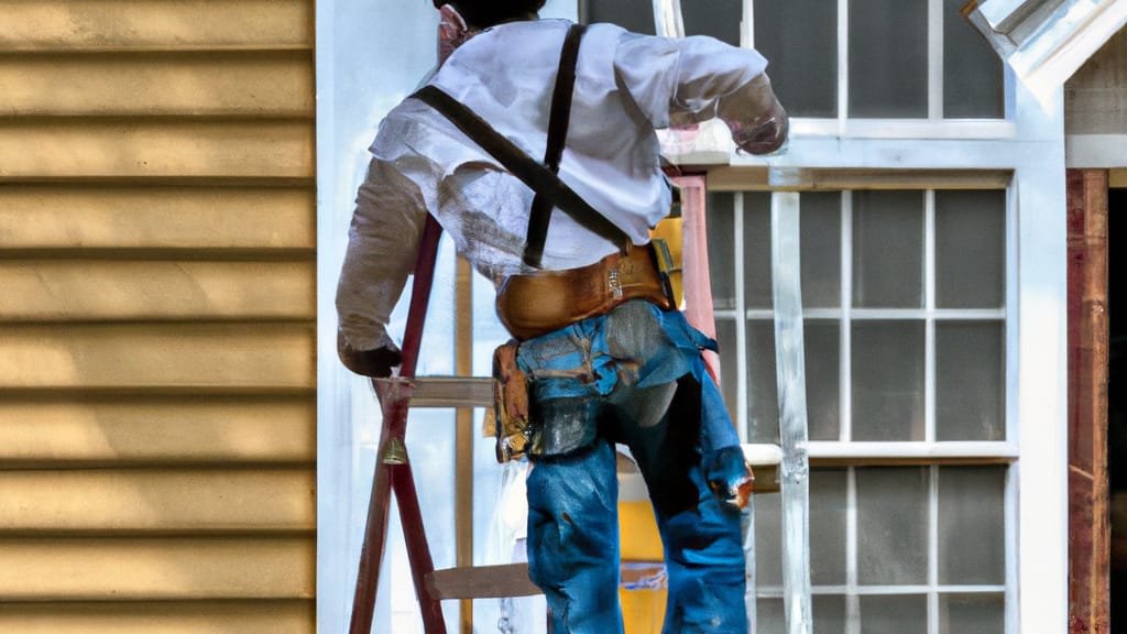 Man climbing ladder on Little Rock, Arkansas home to replace roof