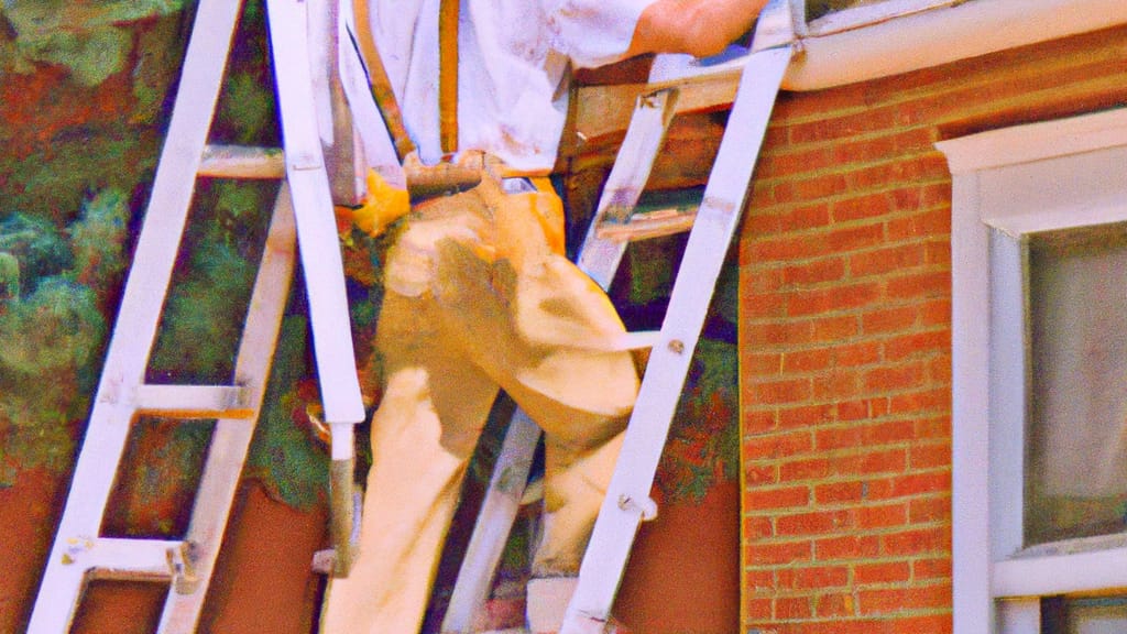 Man climbing ladder on Littleton, Colorado home to replace roof