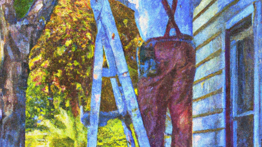 Man climbing ladder on Live Oak, California home to replace roof