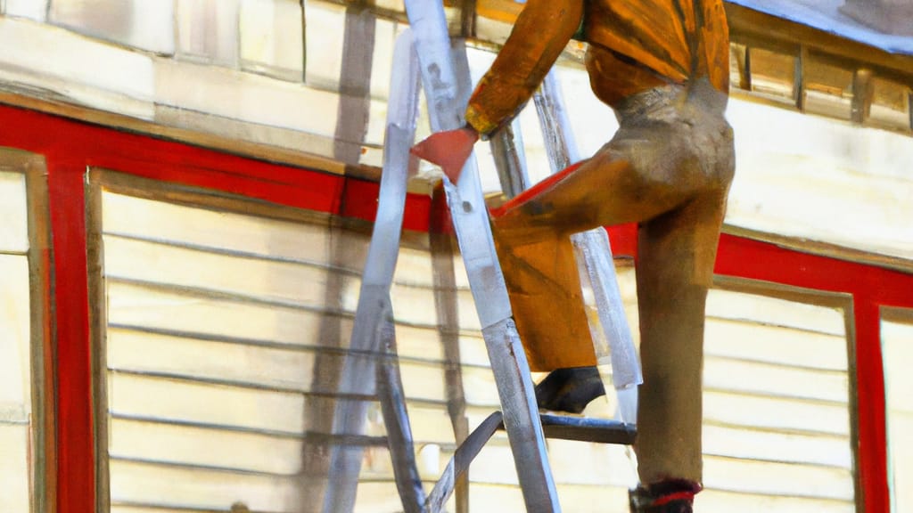 Man climbing ladder on Livingston, Montana home to replace roof