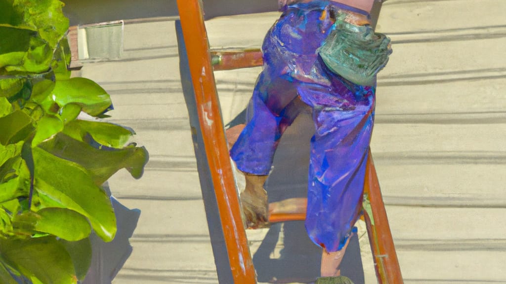 Man climbing ladder on Lomita, California home to replace roof