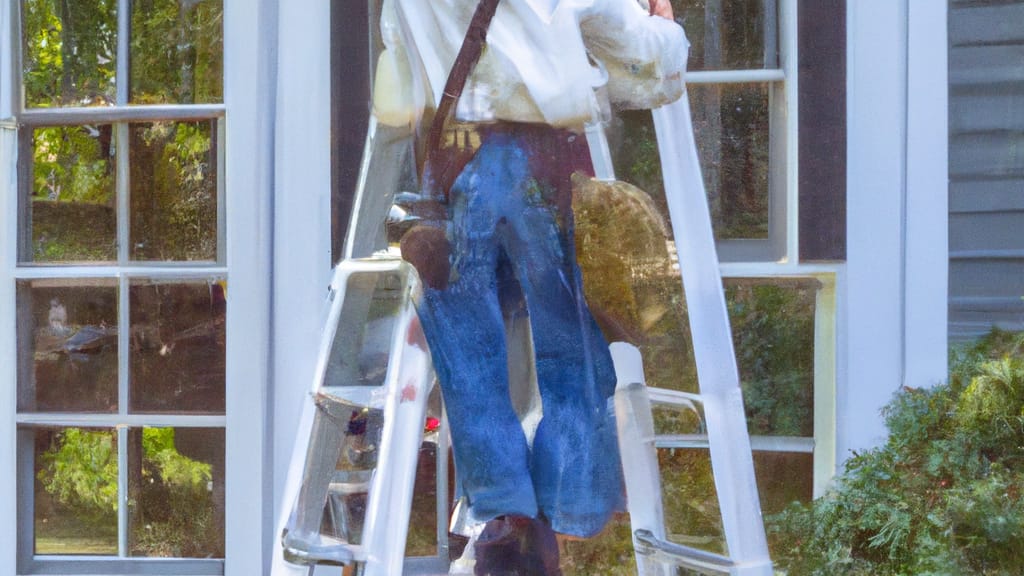 Man climbing ladder on Longmeadow, Massachusetts home to replace roof