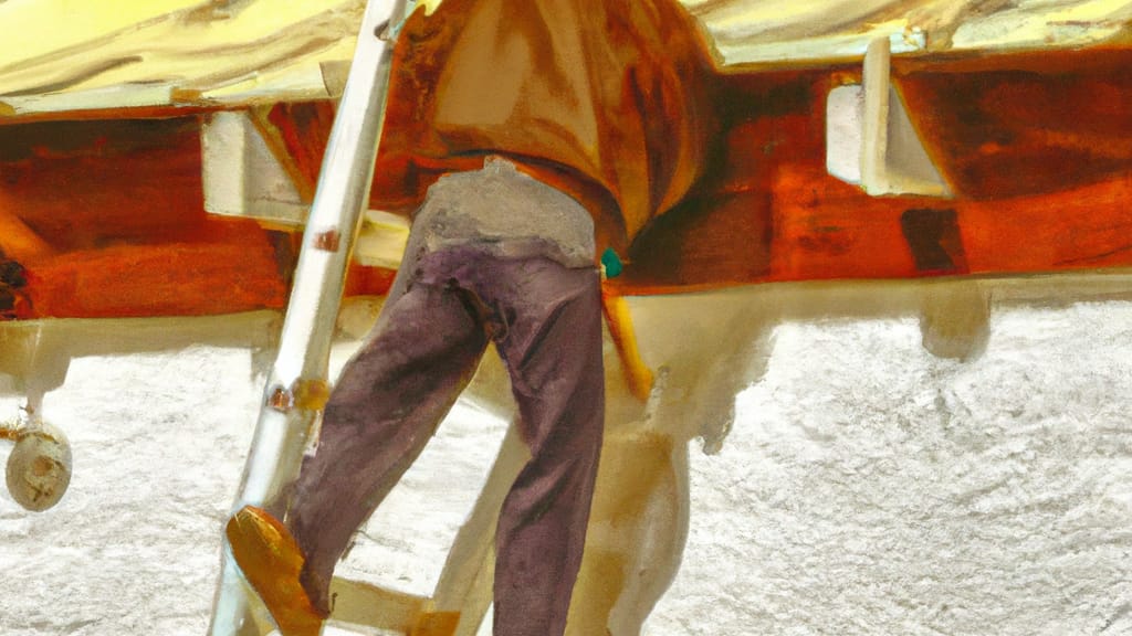 Man climbing ladder on Los Alamos, New Mexico home to replace roof