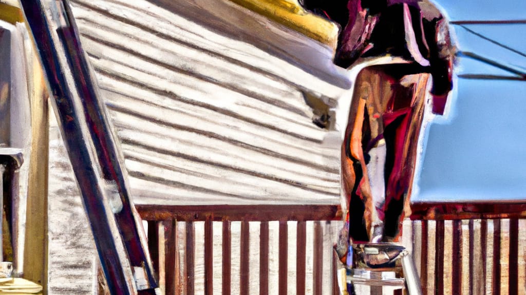 Man climbing ladder on Lovington, New Mexico home to replace roof