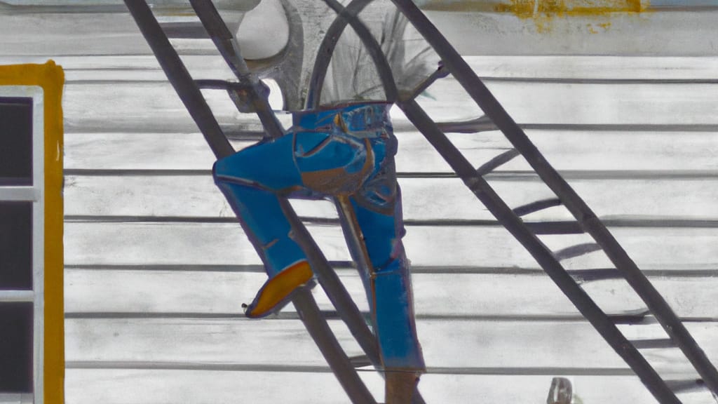 Man climbing ladder on Luling, Texas home to replace roof