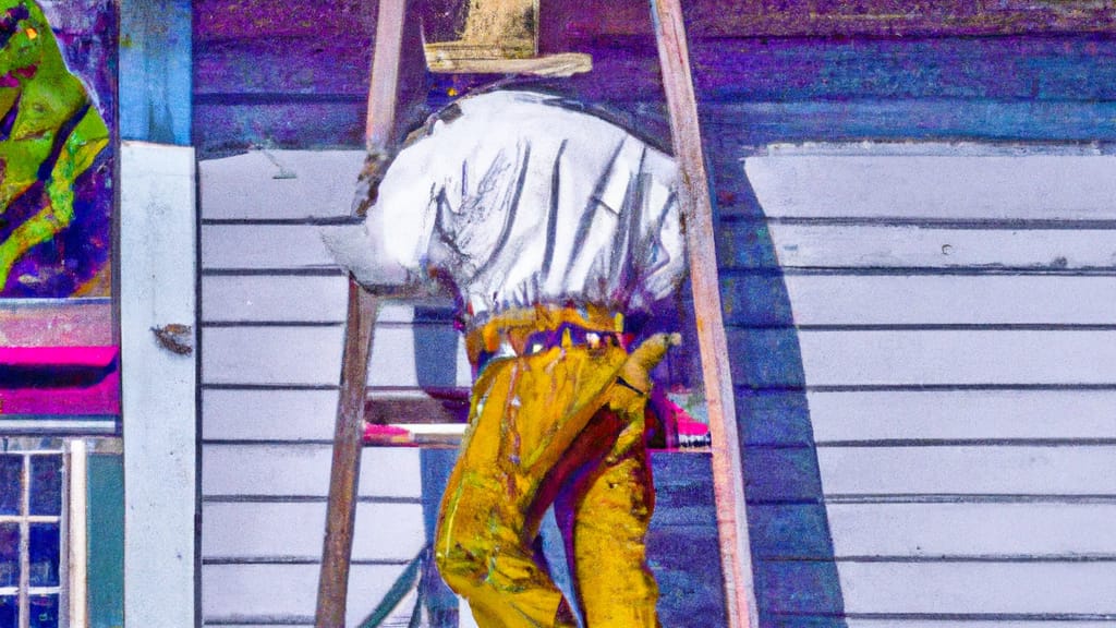 Man climbing ladder on Madera, California home to replace roof