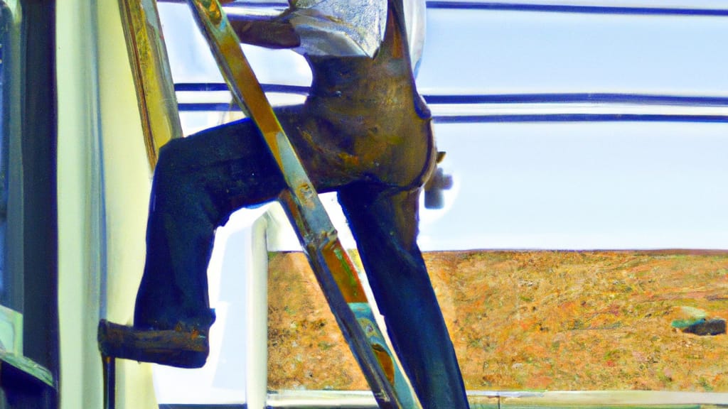 Man climbing ladder on Manhattan Beach, California home to replace roof