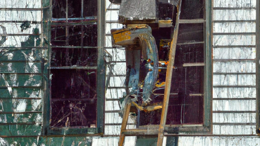 Man climbing ladder on Mansfield, Massachusetts home to replace roof